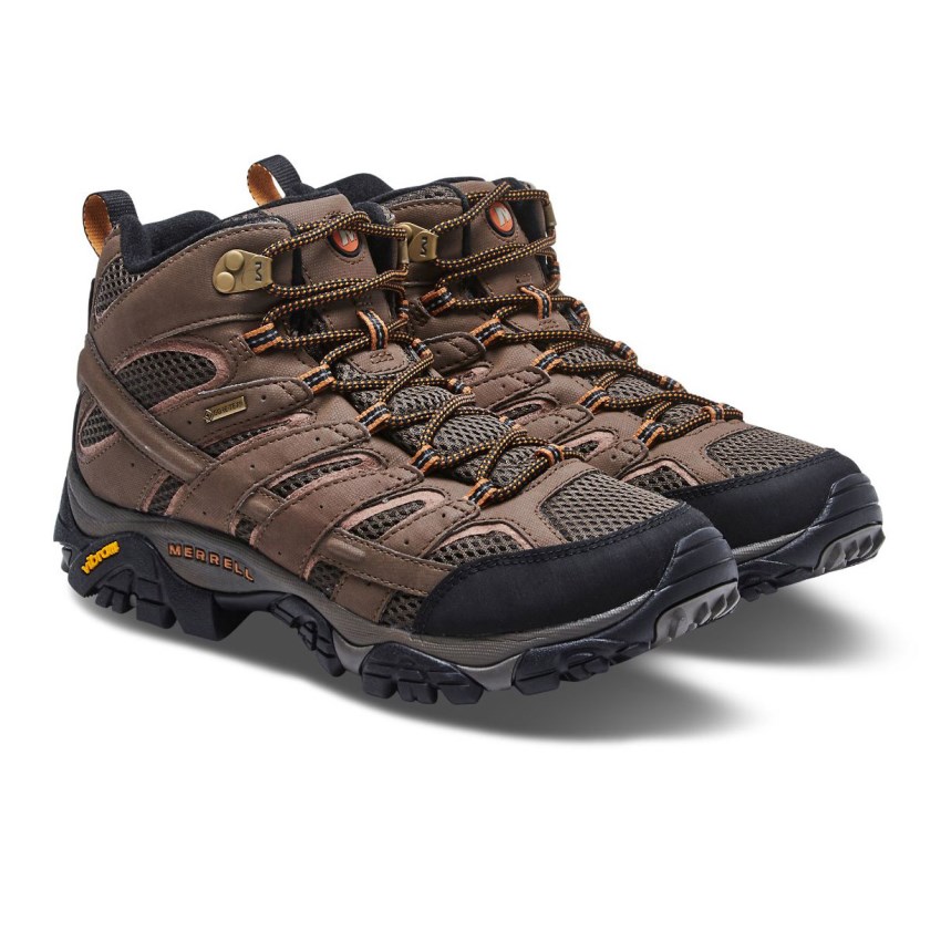 Chaussures Randonnée Merrell Moab 2 Mid GORE-TEX Marron Foncé Homme | E.Q.DKUD